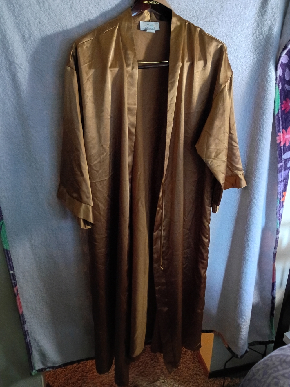 Vintage Silk-Look Bronze House Robe